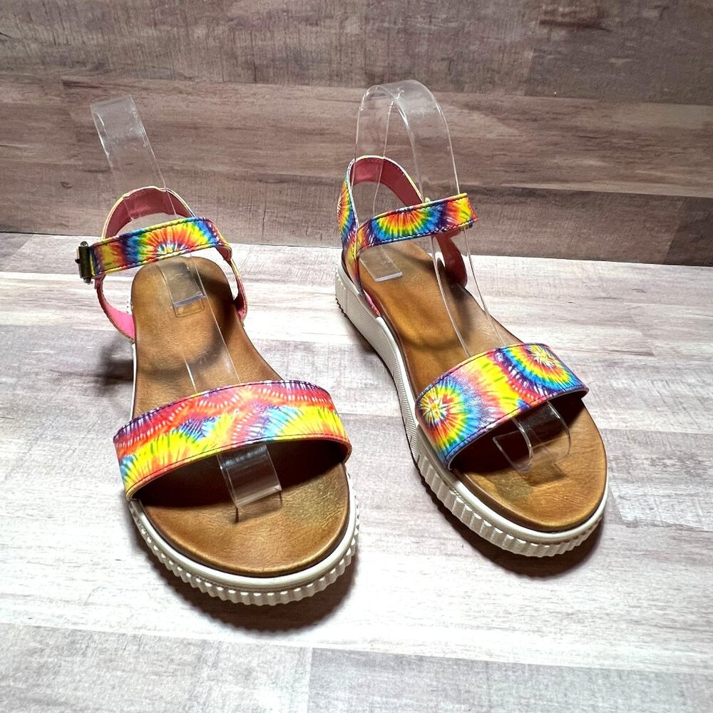Tie-Dye Womens Platform Sandals Size 5 By MIA With Adjustable Strap & White Sole